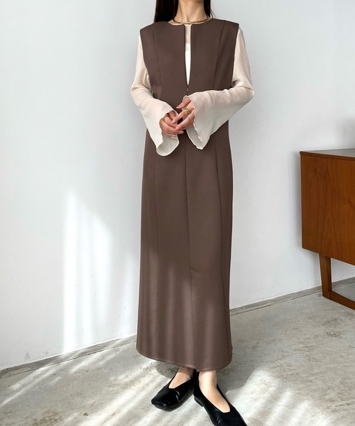 callautia ジャンパースカート 前後2WAYキーネックジャンパー