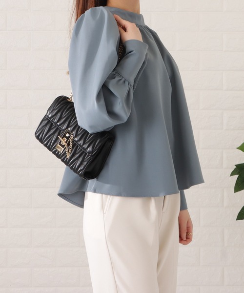 Lace Ladies ブラウス シャツ ロングカフスギャザーブラウス