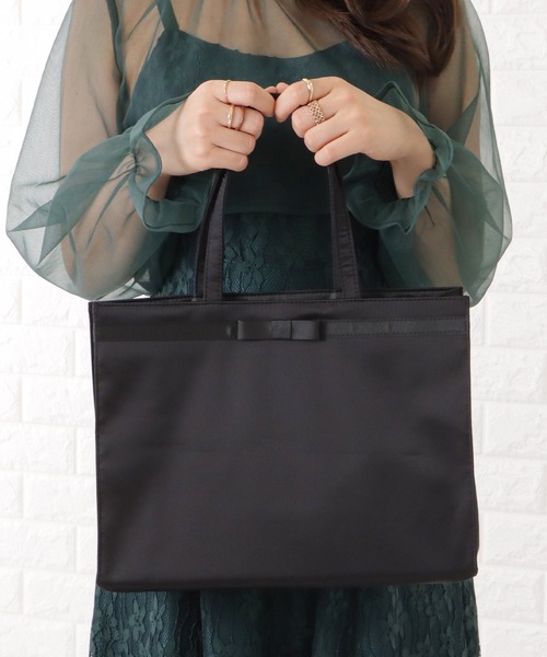 リボン付きブラックパーティーバッグ Lace Ladies クラッチバッグ パーティーバッグ グログランリボン