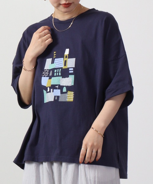 城のプリント刺繍Tシャツ レディース トップス 5分袖 大人の ナチュラル カジュアル イマゴ かわいい 楽天市場】城のプリント刺繍Tシャツ レディース トップス 5分袖