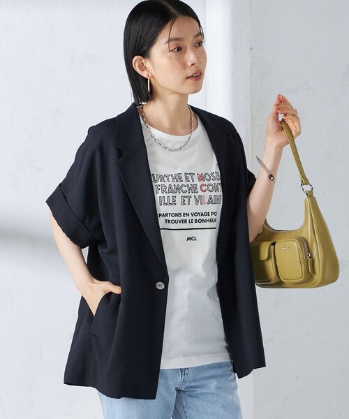 新品〈手洗い可能〉強撚 半袖 テーラードジャケット セール】〈手洗い可能〉強撚 半袖 テーラードジャケット