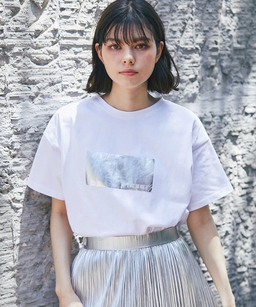tシャツ 「WEB限定」TRADITIONAL箔プリントTEE レディース ad thie tシャツ アソート 箔プリント/ロゴプリント ショート丈T