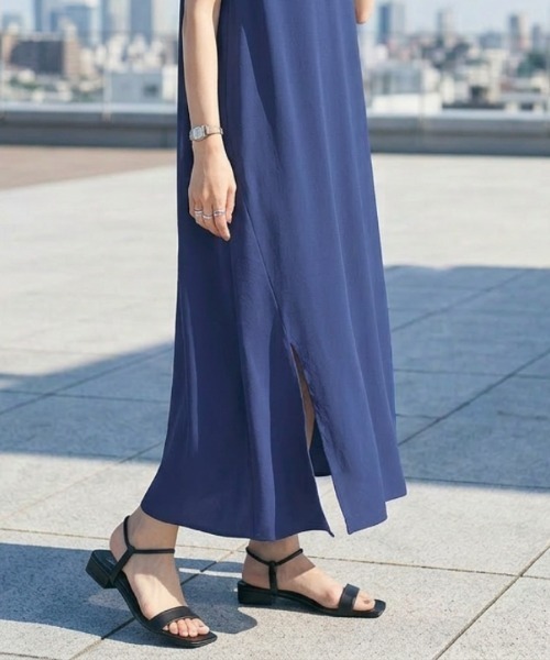 COCOMOMO ワンピース 夏 スリット入りノースリーブワンピース