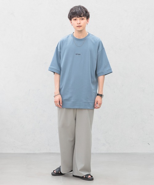 【関税込み】3b リクイファイド オーバーサイズ グレー Tシャツ RAGEBLUE tシャツ サイドスリット/スムースプチ刺繍オーバー