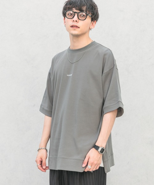 RAGEBLUE tシャツ サイドスリット/スムースプチ刺繍オーバー