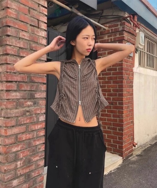 タンクトップ ノースリーブ A'GEM/9 × .kom 「.KOM/ドットケーオーエム」 ZIPUPスリーブレス レディース KOM タンクトップ ノースリーブ A'GEM/9 × .kom 「.KOM/ドット