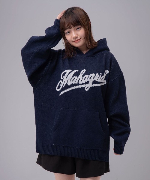 ニット セーター 「mahagrid/マハグリッド」 SCRIPT LOGO KNIT HOODIE/スクリプトロゴ ニットフーディー レディース メ MAHAGRID ニット セーター 「mahagrid/マハグリッド」 SCRIPT