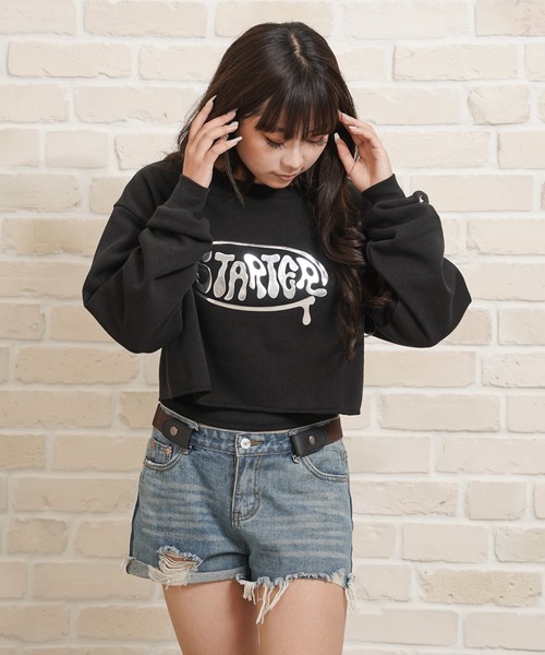 トレーナー スウェット STARTER メタルロゴ カットオフ ショート丈スウェット / l Logo Cutoff Short Length STARTER BLACK LABEL トレーナー スウェット メタルロゴ カット