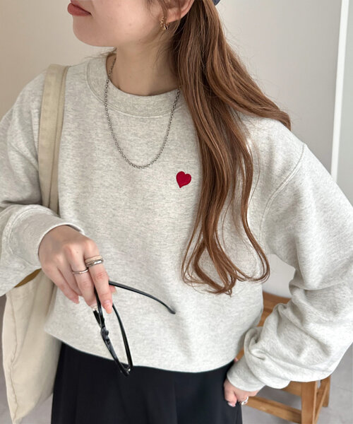 tシャツ 「WEB限定/新色追加」ハート刺繍スウェット レディース