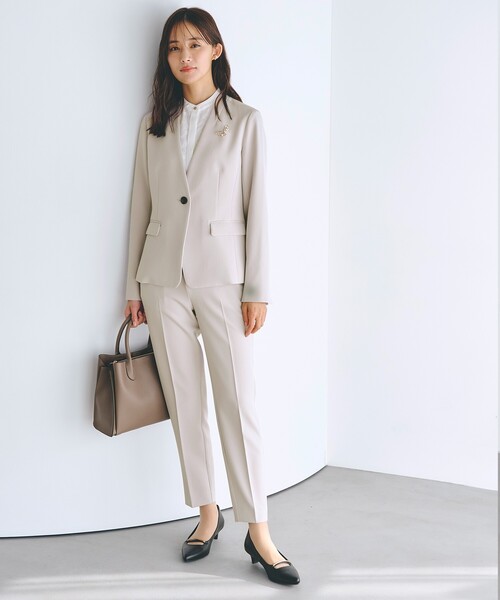 洗える！新品 イージーケア素材ノーカラーダブルジャケット＆パンツ SUIT SELECT（スーツセレクト）の「【洗えるスーツセット】イージー