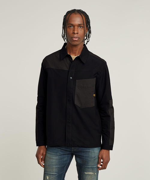 G-STAR RAW シャツ ONE POCKET RELAXED PM SHIRT/パネル切り替え