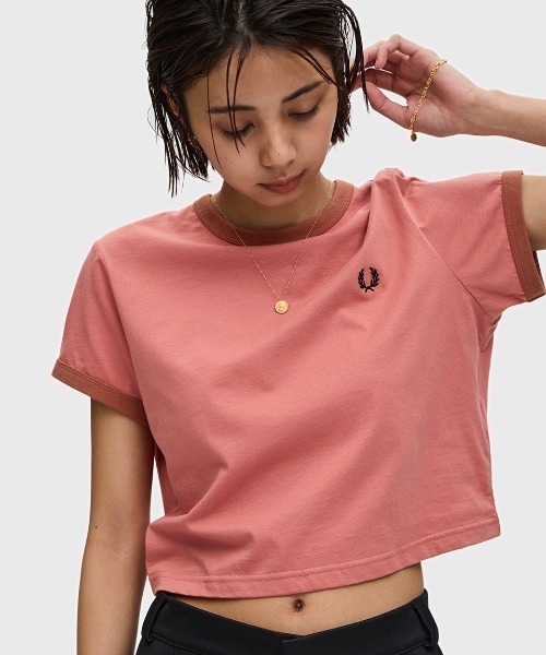 FRED PERRY クロップドTシャツ FRED PERRY tシャツ Cropped Ringer T-Shirt/クロップドT