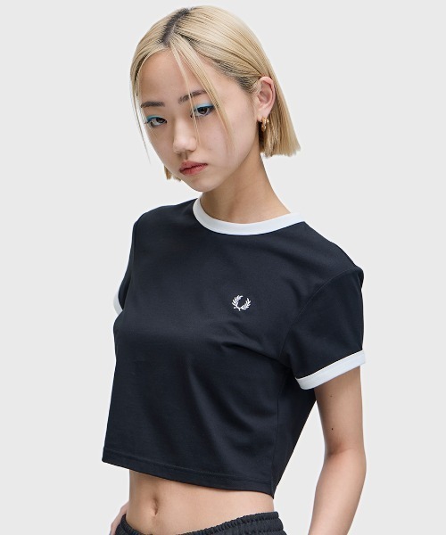 FRED PERRY クロップド リブ半袖 FRED PERRY（フレッドペリー） tシャツ Cropped Ringer T-Shirt