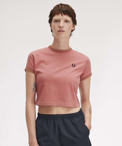 FRED PERRY クロップドTシャツ FRED PERRY tシャツ Cropped Ringer T-Shirt/クロップドT