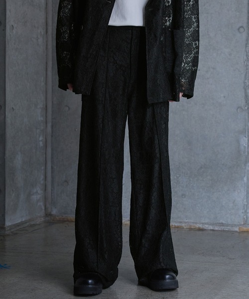 SERACE スラックス 「SERACE」Flower lace loose wide slacks
