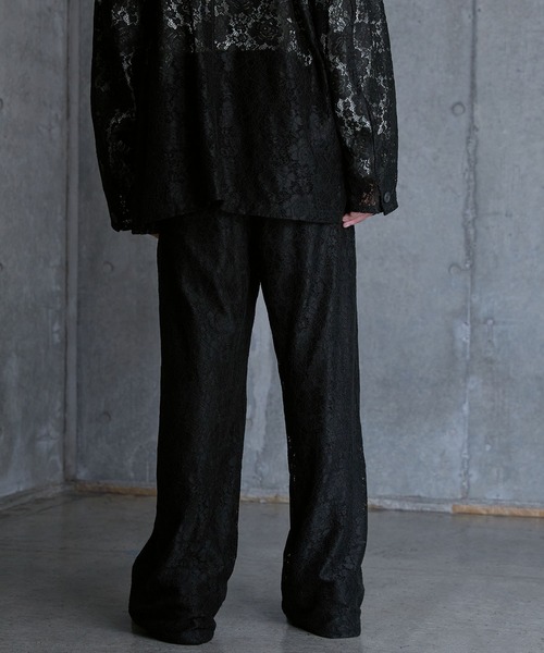 SERACE スラックス 「SERACE」Flower lace loose wide slacks