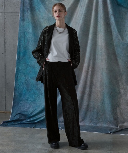 SERACE スラックス 「SERACE」Flower lace loose wide slacks