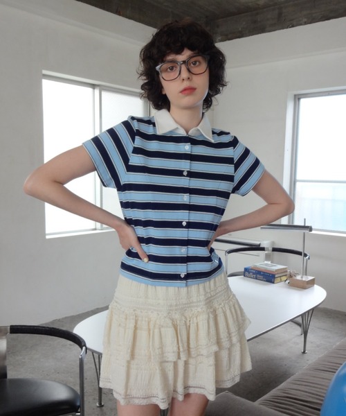 ポロシャツ ポロ border polo shirt／ボーダーポロシャツ レディース