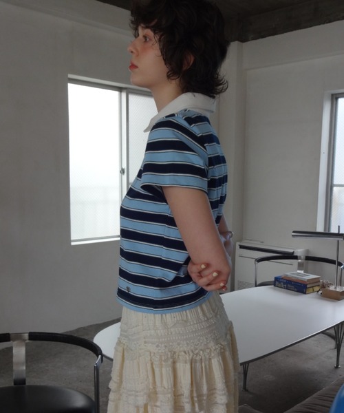 ポロシャツ ポロ border polo shirt／ボーダーポロシャツ