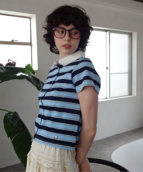 ポロシャツ ポロ border polo shirt／ボーダーポロシャツ レディース