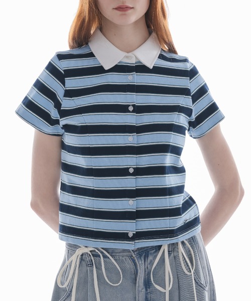 ポロシャツ ポロ border polo shirt／ボーダーポロシャツ レディース