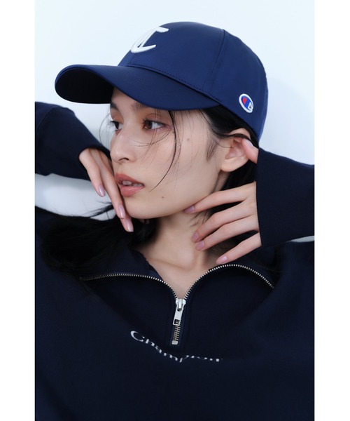 【Champion】リバースウィーブハーフジッププルオーバー　ネイビー FRAY I.D トレーナー スウェット 「Champion」リバースウィーブ