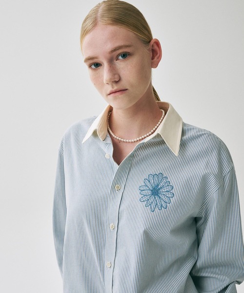 Mardi Mercredi ブラウス シャツ OXFORD SHIRT STRIPE