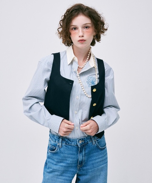 ブラウス シャツ OXFORD SHIRT STRIPE レディース Mardi Mercredi ブラウス シャツ OXFORD SHIRT STRIPE