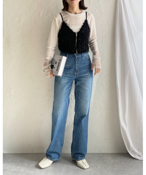 She's Closet ベスト ジレ フロントジップショート丈ラメ