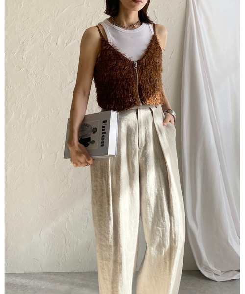 She's Closet ベスト ジレ フロントジップショート丈ラメ