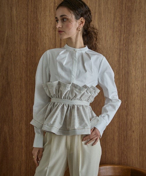 ブラウス シャツ Raffle Peplum Top ラッフルペプラムTOP レディース