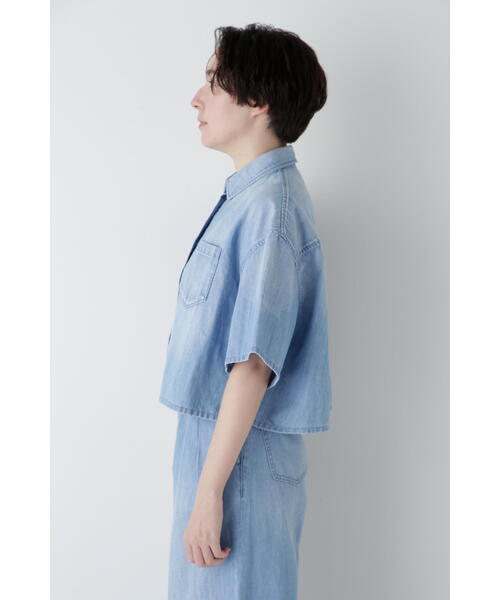 ブラウス シャツ 「Healthy DENIMコラボ」クロップド半袖デニムシャツ レディース Healthy denim ブラウス シャツ 「Healthy DENIMコラボ
