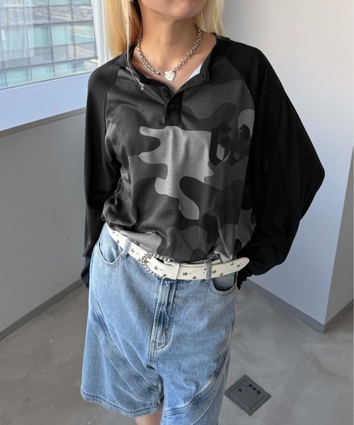 tシャツ ナンバリング迷彩ユニフォームロンT メンズ レディース