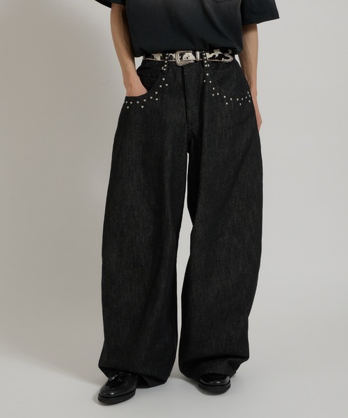 Perushu ジーンズ SILVER STUDDED RIGID DENIM/シルバースタッズ