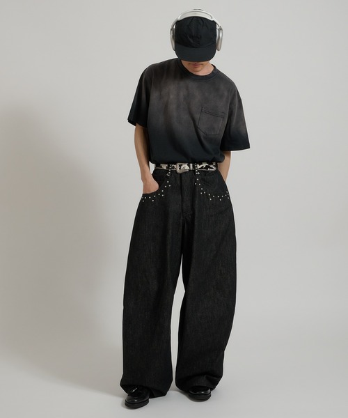 Perushu ジーンズ SILVER STUDDED RIGID DENIM/シルバースタッズ