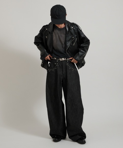 18_KS　Perushu リジットデニム Perushu ジーンズ SILVER STUDDED RIGID DENIM/シルバースタッズ
