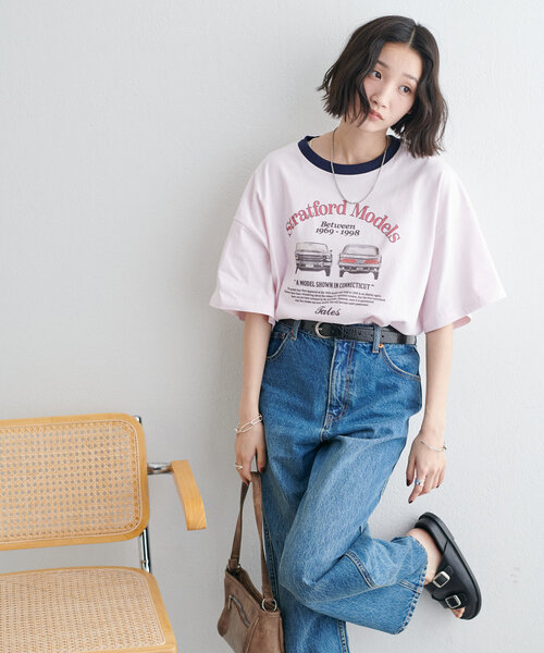 Discoat tシャツ 「ユニセックス」カーグラフィックリンガーT