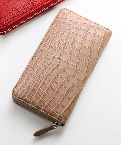 長財布 財布 クロコダイル長財布 マット加工 ラウンドファスナー レディース メンズの画像