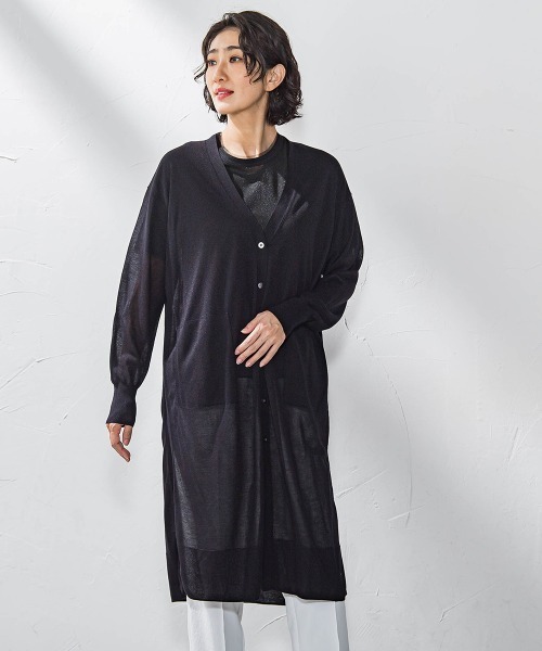 カーディガン シアーラメニット「手洗い可能」 レディース la.f カーディガン シアーラメニット「手洗い可能