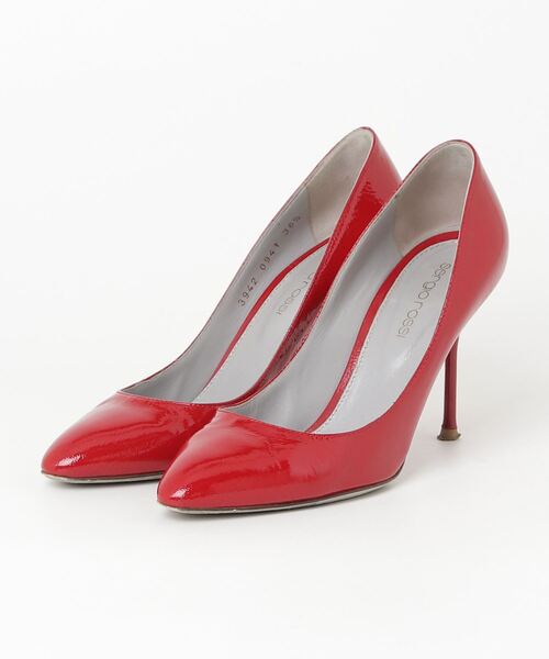 美品　セルジオロッシ　レッド　スエード パンプス 美品】 sergio rossi / セルジオロッシ | エナメル レザー
