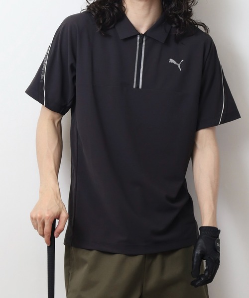 PUMA ブラック ゴルフシャツ Lサイズ PUMA公式】メンズ ゴルフ PF テック ライン クォータージップ 3D