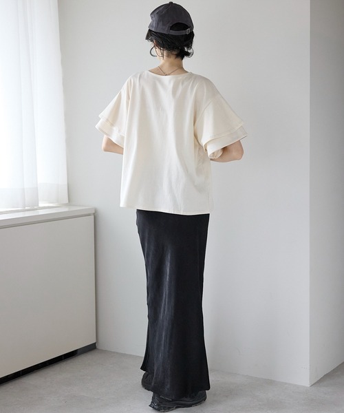 amini tシャツ 半袖 フリルスリーブカットソー レディース : ZOZOTOWN
