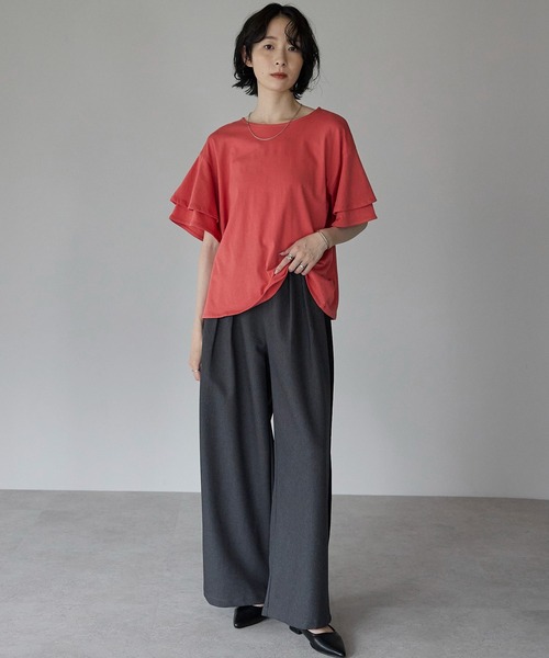 amini tシャツ 半袖 フリルスリーブカットソー レディース : ZOZOTOWN