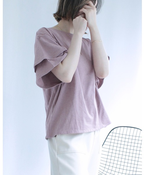 amini tシャツ 半袖 フリルスリーブカットソー レディース : ZOZOTOWN