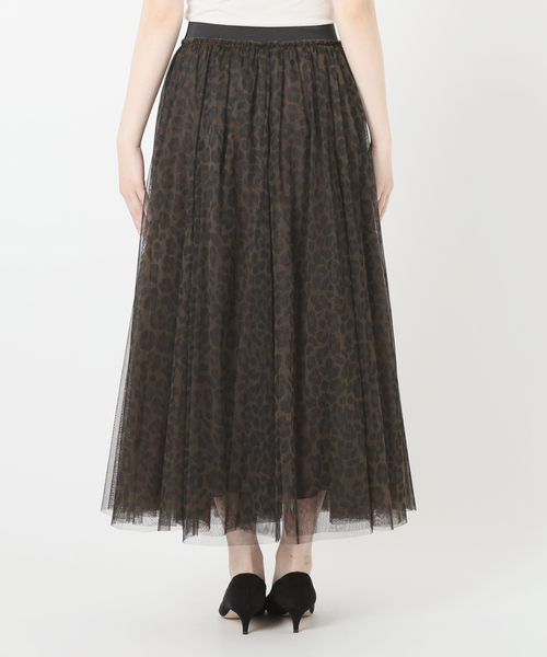 Spick＆Span スカート レオパードプリントチュールスカート