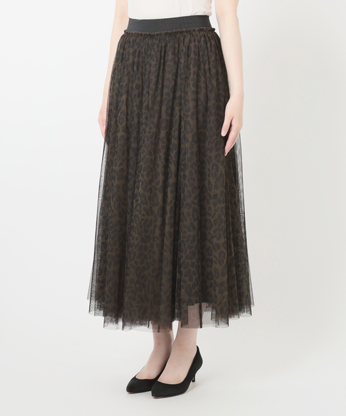 spick&span チュールスカート Spick＆Span スカート レオパードプリントチュールスカート