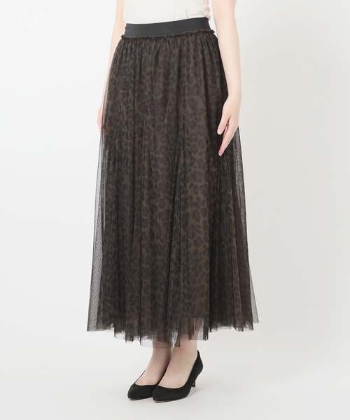 Spick＆Span スカート レオパードプリントチュールスカート