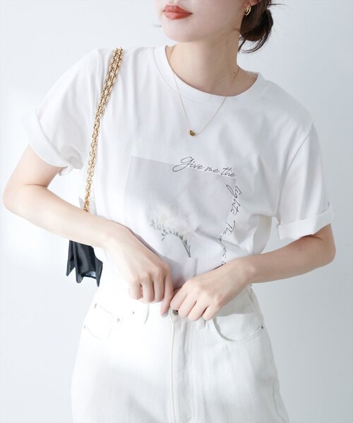 natural couture tシャツ 半袖 アソートフラワーフォトT レディース