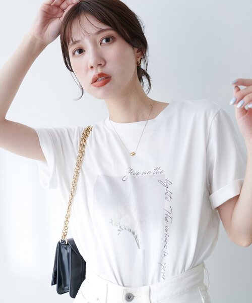 natural couture tシャツ 半袖 アソートフラワーフォトT レディース