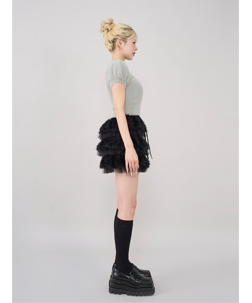 darich レースミニスカート　ブラックSサイズ ダーリッチ Darich ミックスレースフリルミニスカート